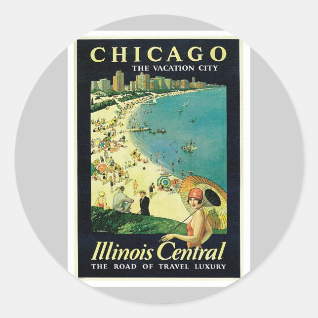 Chicago Illinois IL US Vintage Classic Round Sticker (Front)