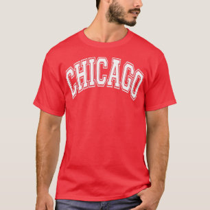 Chicago Illinois IL Varsity Style Pink with White T-Shirt