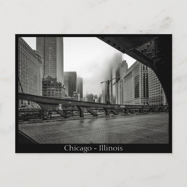Chicago,Illinois in Black and White Postcard (Front)