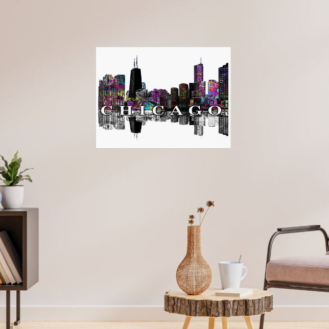 Chicago, Illinois in graffiti Poster (Living Room 3)
