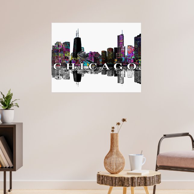 Chicago, Illinois in graffiti Poster (Living Room 3)