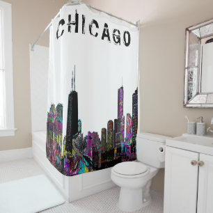 Chicago, Illinois in graffiti Shower Curtain