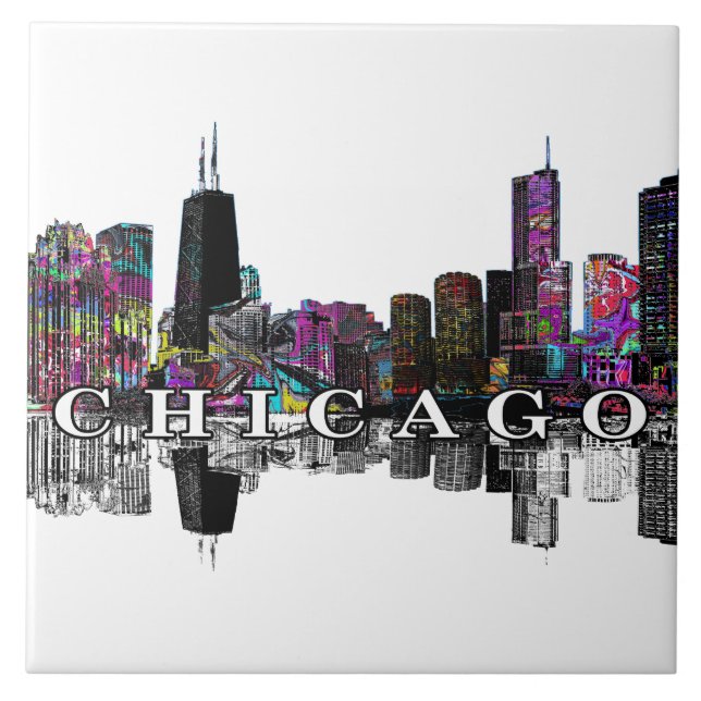 Chicago, Illinois in graffiti Tile (Front)