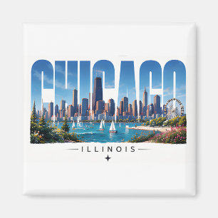 Chicago Illinois Lakefront Skyline Travel Magnet