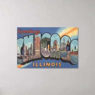 Chicago, Illinois - Large Letter Scenes 2 Canvas Print