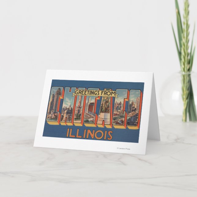 Chicago, Illinois - Large Letter Scenes 2 Card (Front)