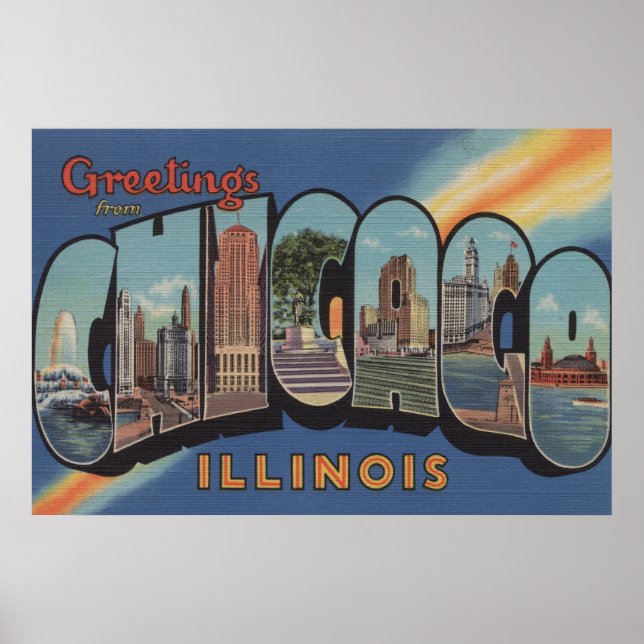 Chicago, Illinois - Large Letter Scenes 2 Poster (Front)