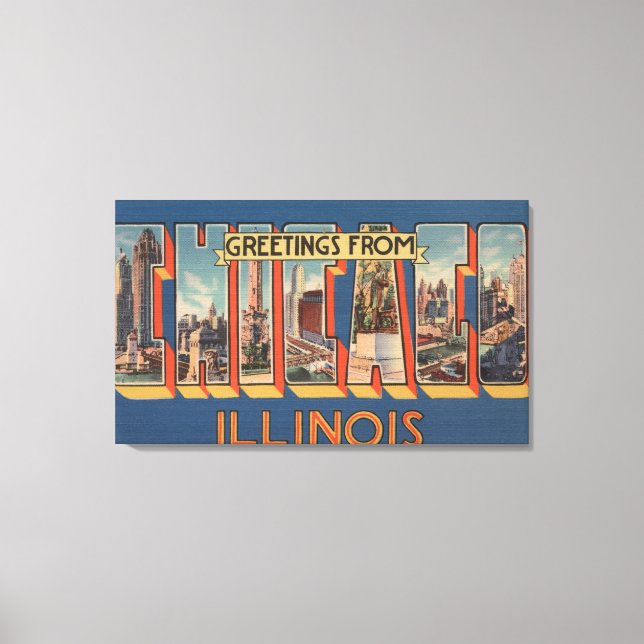 Chicago, Illinois - Large Letter Scenes Canvas Print (Front)