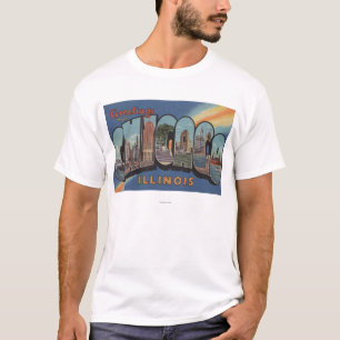Chicago, Illinois - Large Letter Scenes T-Shirt