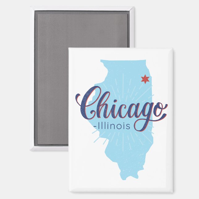 Chicago Illinois Map   Magnet (Front/Back)