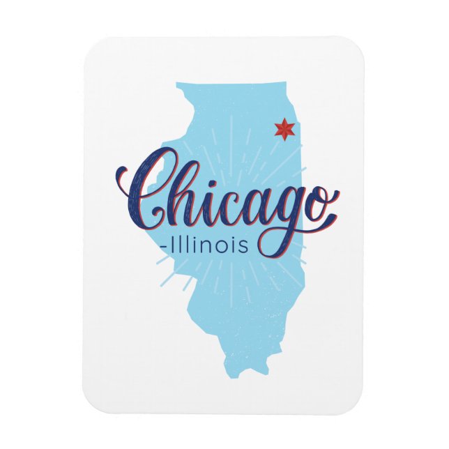 Chicago Illinois Map   Magnet (Vertical)