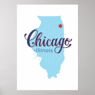 Chicago Illinois Map  Poster