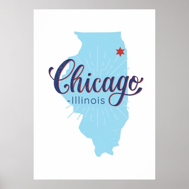 Chicago Illinois Map  Poster (Front)