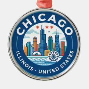 Chicago Illinois Metal Tree Decoration