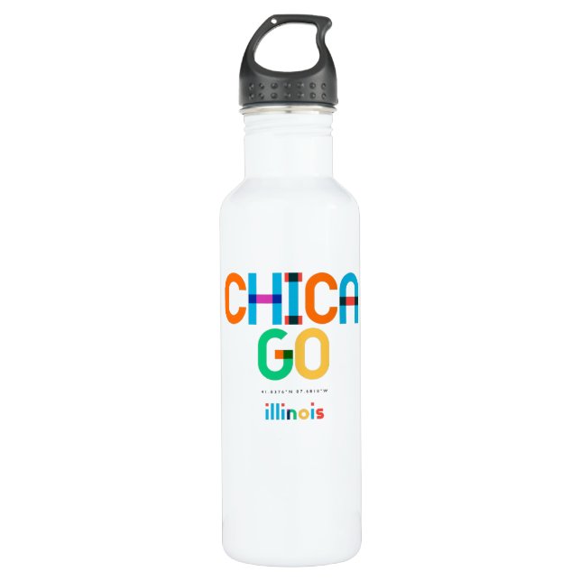 Chicago Illinois Mid Century, Pop Art, 710 Ml Water Bottle (Front)