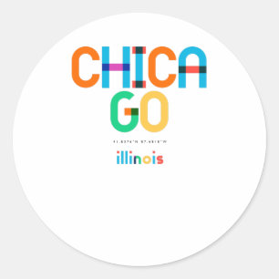 Chicago Illinois Mid Century, Pop Art, Classic Round Sticker