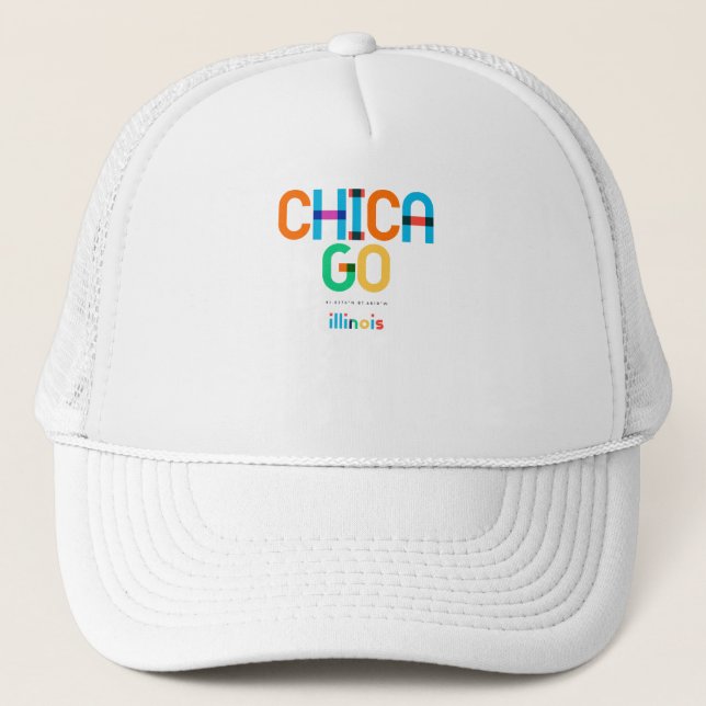 Chicago Illinois Mid Century, Pop Art, Trucker Hat (Front)