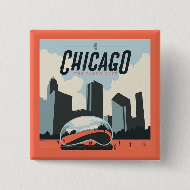 Chicago, Illinois | Millennium Park 15 Cm Square Badge (Front)