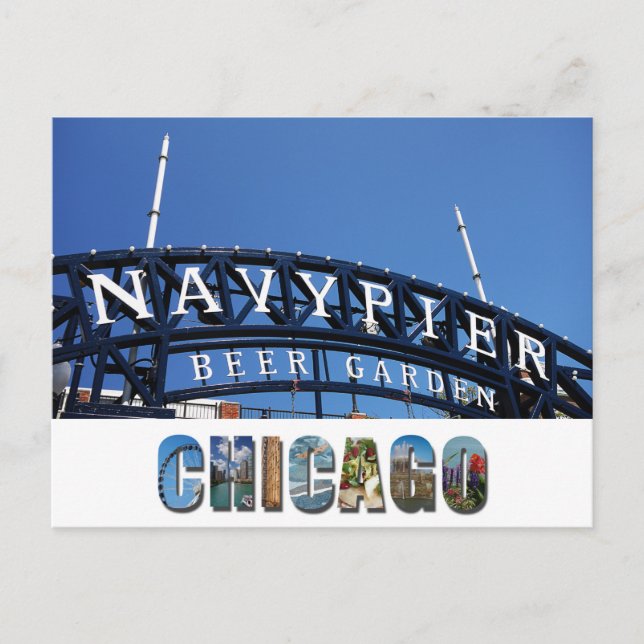 Chicago Illinois Navy Pier Sign Postcard (Front)