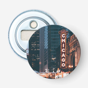 Chicago Illinois Neon Sign At Night Bottle Opener