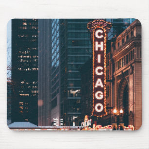 Chicago Illinois Neon Sign At Night Mouse Mat