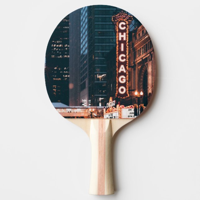 Chicago Illinois Neon Sign At Night Ping Pong Paddle (Front)