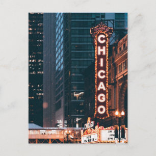 Chicago Illinois Neon Sign At Night Postcard