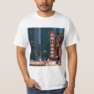 Chicago Illinois Neon Sign At Night T-Shirt