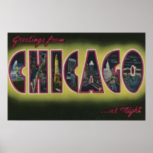 Chicago, Illinois (Nighttime) Poster