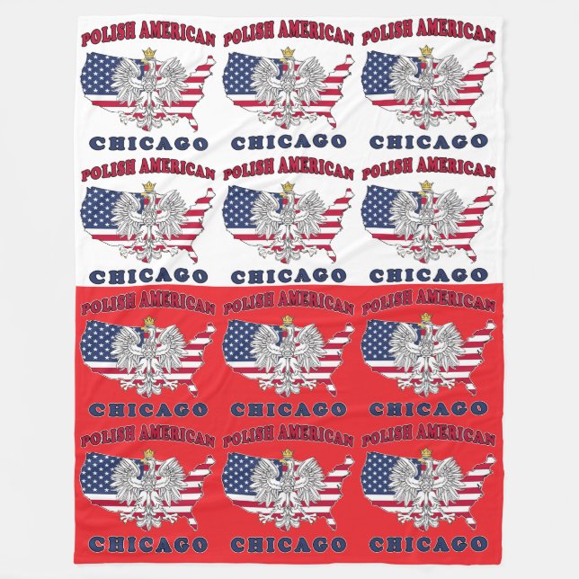 Chicago Illinois Polish Fleece Blanket (Front)