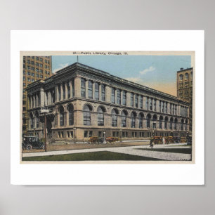 Chicago Illinois, Public Library, 1930s Poster