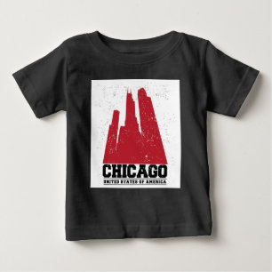 Chicago, Illinois Red City Skyline Baby T-Shirt