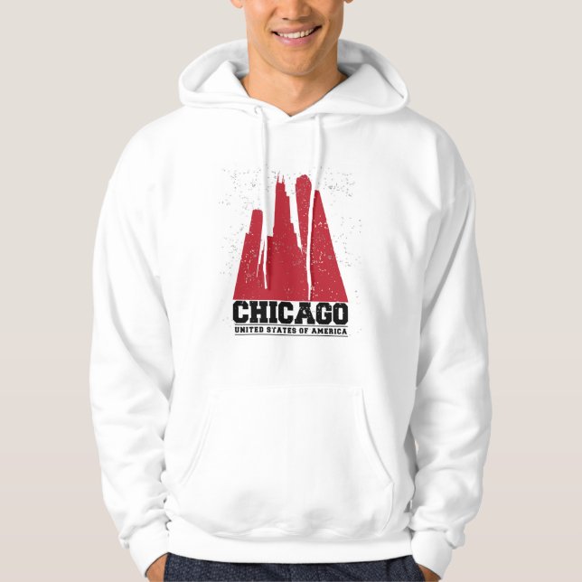 Chicago, Illinois | Red City Skyline Hoodie (Front)