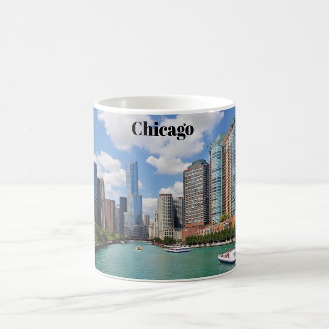 Chicago Illinois River City Skyline Travel Photo Coffee Mug (Center)