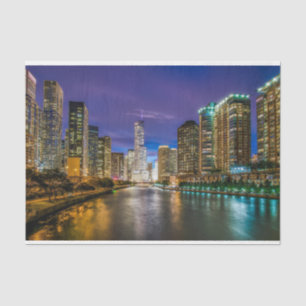 Chicago Illinois River Decoupage Tissue Paper