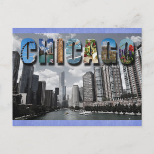 Chicago Illinois River Skyline Travel Photo Postcard