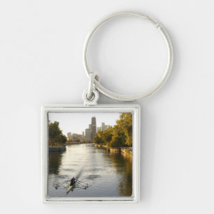 Chicago, Illinois, Rowers in Lincoln Park lagoon Key Ring
