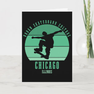 Chicago Illinois Skateboarder Urn Skateboarding Card