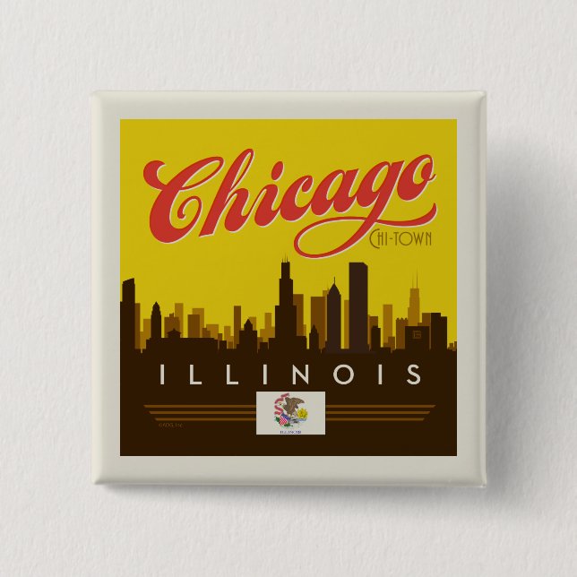 Chicago Illinois Skyline 15 Cm Square Badge (Front)