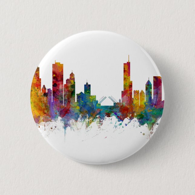 Chicago Illinois Skyline 6 Cm Round Badge (Front)