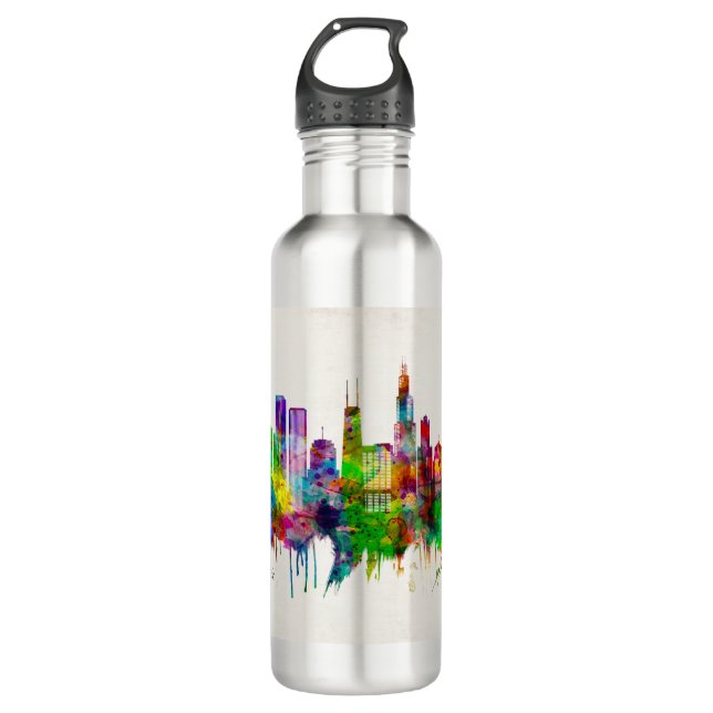 Chicago Illinois Skyline 710 Ml Water Bottle (Front)