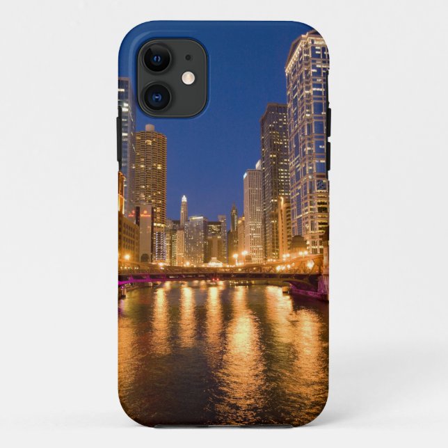 Chicago, Illinois, Skyline and Chicago River at Case-Mate iPhone Case (Back)