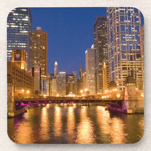Chicago, Illinois, Skyline and Chicago River at Coaster (Front)