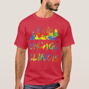 Chicago Illinois Skyline Artwork Colourful Chicago T-Shirt