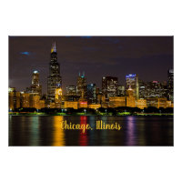 Chicago, Illinois Skyline at Night