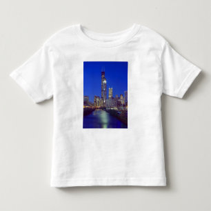 Chicago, Illinois, Skyline at night with Chicago Toddler T-Shirt