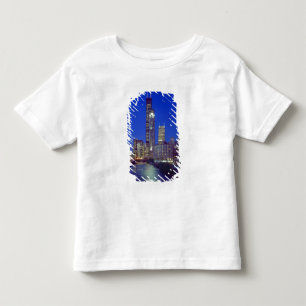 Chicago, Illinois, Skyline at night with Chicago Toddler T-Shirt