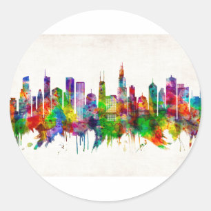 Chicago Illinois Skyline Classic Round Sticker