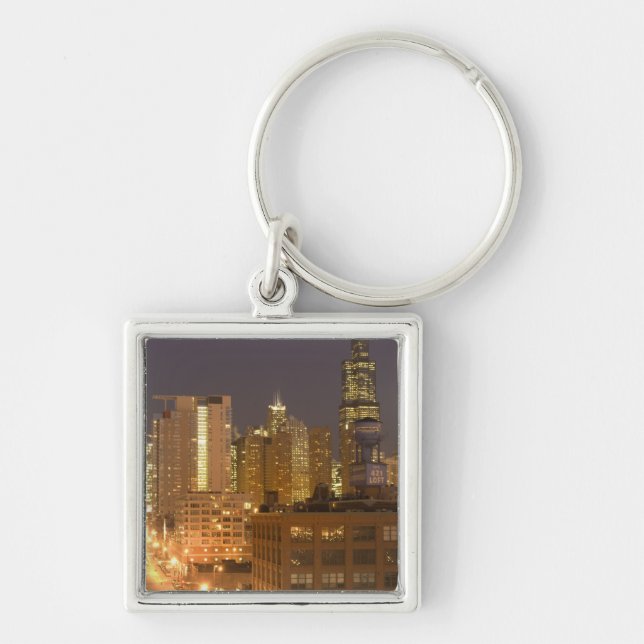 Chicago, Illinois, Skyline from West Loop at Key Ring (Front)
