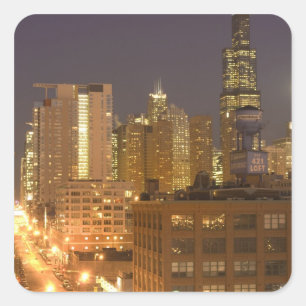 Chicago, Illinois, Skyline from West Loop at Square Sticker